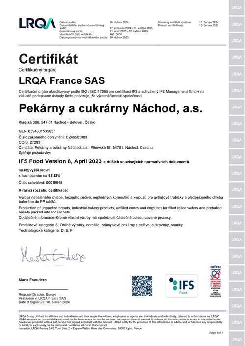 Certifikat IFS Beloves 2024 Cs Page 001